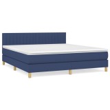 Cumpara ieftin Pat continental cu saltea, albastru, 160x200cm, material textil