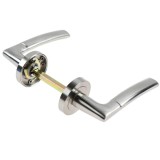 Maner cu rozeta rotunda pentru usa interior, BestImp K85, aliaj metalic, satin nichel, 120 x 50 mm