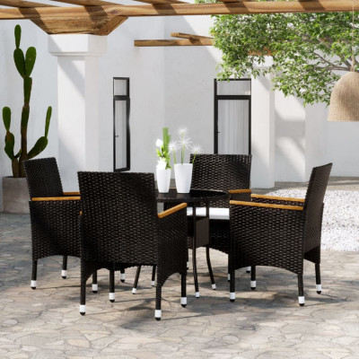 vidaXL Set mobilier bistro grădină 3 piese negru poliratan și sticlă 3095904 foto