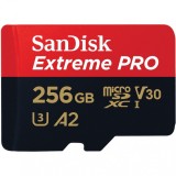Card Memorie microSDXC SanDisk Extreme Pro, 256Gb, Clasa 10 / UHS-1 U3, Cu Adaptor SDSQXCD-256G-GN6MA