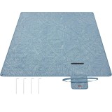 SONGMICS Patura picnic impermeabila 200x200 cm, cu ancore de fixare, pliabila, lavabila, multistrat, albastru cu model frunze Household NewTrend