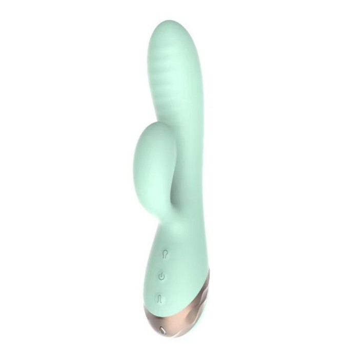 Vibrator Iepuras Inflatable Sahara, 10 Moduri Vibratii, Silicon, USB Magnetic, Verde, 19.5 cm, Passion Labs, Sensations