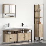 vidaXL Set de mobilier pentru baie cu raft Pe perete 4 pcs Stejar sonoma Mediu