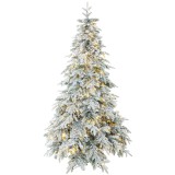 HOMCOM Brad de Crăciun &Icirc;nzăpezit 210 cm cu 450 de Lumini LED Alb Cald, Timer, Telecomandă, 8 Modalități, 1080 de Ramuri Ignifuge | Aosom Romania