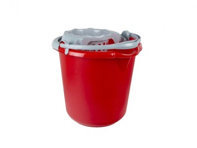 Set galeata plastic 10 L + storcator pentru mop rosie foto