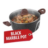 Oala cu capac MagicHome Black Marble, 20 cm, 2,2 L, antiaderenta