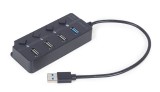 HUB extern GEMBIRD, porturi USB: USB-A 2.0 x 3, USB-A 3.1 x 1, conectare prin USB-A 3.1, cablu 0.25 m, negru, &quot;UHB-U3P1U2P3P-01&quot; (timbru verde 0.18 le