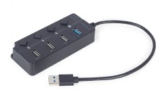 HUB extern GEMBIRD, porturi USB: USB-A 2.0 x 3, USB-A 3.1 x 1, conectare prin USB-A 3.1, cablu 0.25 m, negru, &quot;UHB-U3P1U2P3P-01&quot; (timbru verde 0.18 le