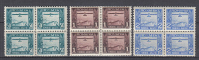 ROMANIA 1931 TIMBRUL AVIATIEI AVION BLOCURI DE 4 TIMBRE MNH foto