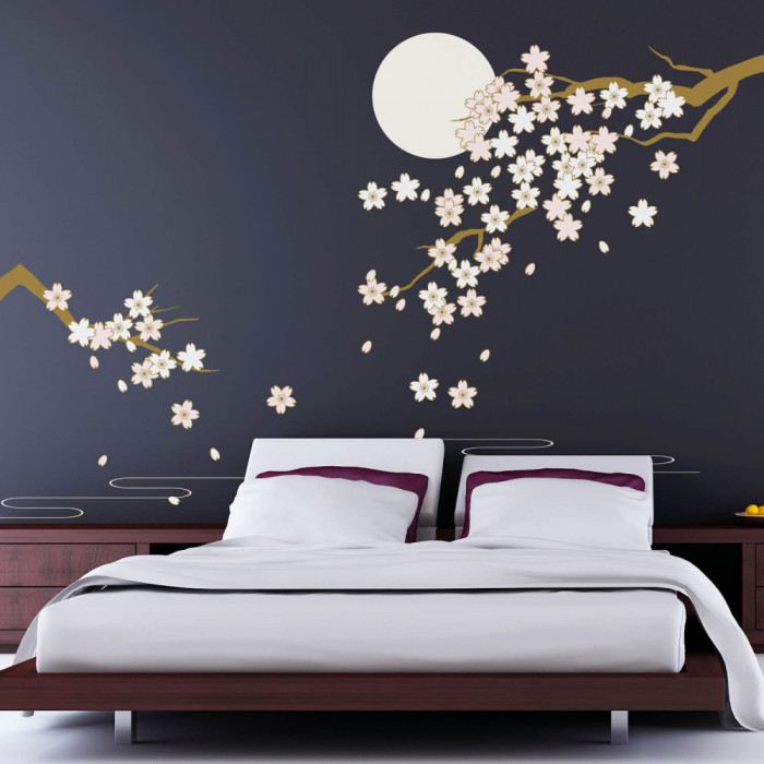 Sticker Cherry Blossom Under Moonlight