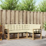 vidaXL Set canapele exterior 4 piese lemn acacia crem perne confortabile