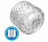 Masturbator Cary, Interior Striat, Material TPE Super Moale, Transparent