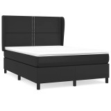 Cumpara ieftin Pat box spring cu saltea, negru, 140x200 cm, piele ecologica