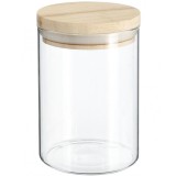 Borcan etans 5Five din sticla borosilicata cu capac lemn natural, 0.6 l, transparent Household NewTrend