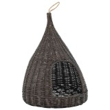 Cumpara ieftin Casa de pisici cu perna, gri, 40x60 cm, salcie naturala, teepee