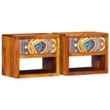 vidaXL Noptiere, 2 buc., 40x35x35 cm, lemn masiv de acacia
