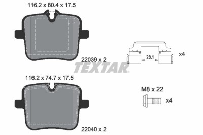 TEXTAR 2203901 set placute frana,frana disc foto