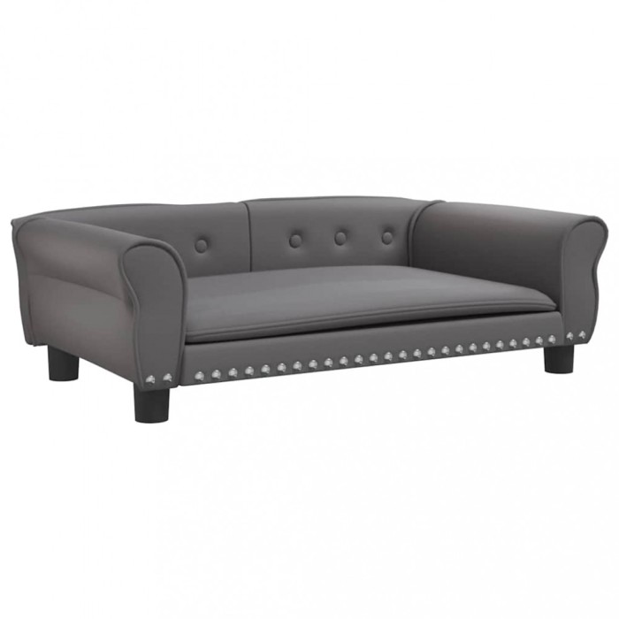 Pat de caini, gri, 95x55x30 cm, piele ecologica
