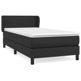Cumpara ieftin Pat box spring cu saltea, negru, 90x190 cm, piele ecologica