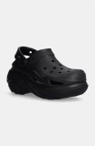 Crocs papuci Bubble Crush Clog femei, culoarea negru, cu platforma, 210061