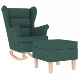 Cumpara ieftin Scaun balansoar cu taburet, verde inchis, textil