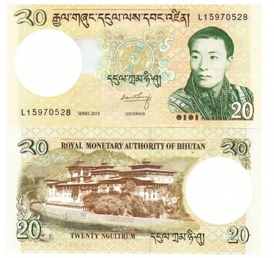 Bhutan 20 Ngultrum 2013 P-30b UNC foto