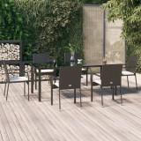 vidaXL Set mobilier de grădină cu perne, 7 piese, negru, poliratan