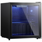 HOMCOM Frigider pentru băuturi 50 L, răcitor pentru 48 de doze cu ușă dublu vitrată, raft reglabil, iluminare LED Negru | Aosom Romania