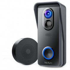 Sonerie Smart Victure Camera Wireless, 1080P HD, Wi-Fi, detectare miscare, convorbire bidirectionala, control aplicatie foto