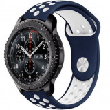 Cumpara ieftin Curea ceas Smartwatch Samsung Galaxy Watch 46mm, Samsung Watch Gear S3, iUni 22 mm Silicon Sport Blue-White