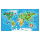 Harta lumii pentru copii, autocolant, fara sipci, 130x76cm