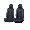 Huse auto premium universale 5 locuri Carguard Deluxe piele ecologica perforata si textil - negru - albastru inchis