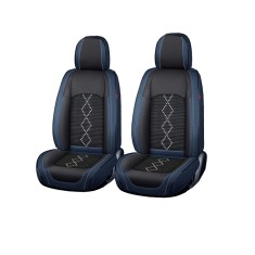 Huse auto premium universale 5 locuri Carguard Deluxe piele ecologica perforata si textil - negru - albastru inchis