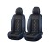 Huse auto premium universale 5 locuri Carguard Deluxe piele ecologica perforata si textil - negru - albastru inchis