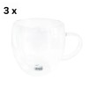 Set 3 cani cu perete dublu, sticla borosilicat, 250ml