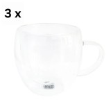 Set 3 cani cu perete dublu, sticla borosilicat, 250ml