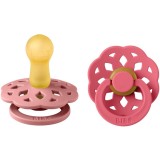 BIBS Boheme Natural Rubber Size 2: 6+ months suzetă Dusty Pink / Coral 2 buc