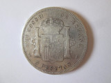 Spania 5 Pesetas 1898 argint 900,regele Alfonso XIII copil
