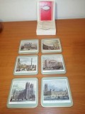 Pimpernel Traditional Coasters 6x suport pahare bautura acrilic pluta de colectie veche Anglia seria imagini Londra secolul 19