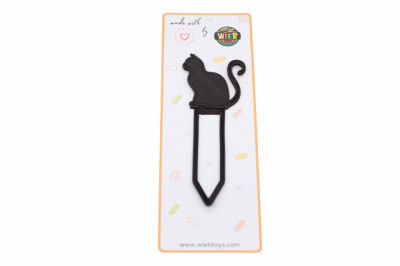 Cat bookmark - Negru foto