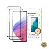 Folie de protectie Ecran WZK pentru Samsung Galaxy A54 A546 Sticla Securizata Full Glue Set 2 bucati Neagra
