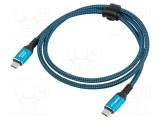 Cablu USB C 4.0 LANBERG nichelat 1m dublu ecranat, viteză 40Gbps, Power Delivery 3.0