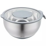 Bol multifunctional din inox, cu razatoare incorporata in capac, capacitate 5 litri, gri, KingHoff