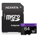 CARD MicroSD ADATA, 64 GB, MicroSDXC, clasa 10, standard UHS-I U1, &quot;AUSDX64GUICL10-RA1&quot; (timbru verde 0.03 lei)