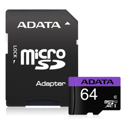 CARD MicroSD ADATA, 64 GB, MicroSDXC, clasa 10, standard UHS-I U1, &amp;quot;AUSDX64GUICL10-RA1&amp;quot; (timbru verde 0.03 lei) foto