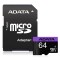 CARD MicroSD ADATA, 64 GB, MicroSDXC, clasa 10, standard UHS-I U1, &quot;AUSDX64GUICL10-RA1&quot; (timbru verde 0.03 lei)