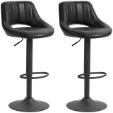 HOMCOM Set de 2 Scaune de Bar cu &Icirc;nălțime Reglabilă și Suport pentru Picioare, 46x50x85-106 cm, Negru | Aosom Romania