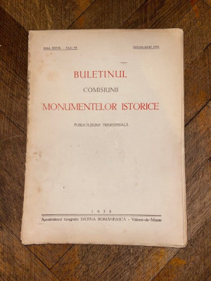 Buletinul Comisiunii Monumentelor Istorice. Publicatiune trimestriala Anul XXVIII Fasc. 83 Ianuarie - Martie 1935 foto