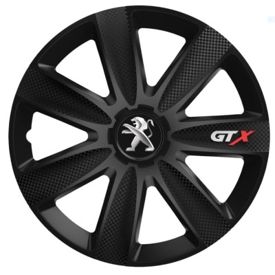 Set 4 Capace Roti GTX Carbon Negru R14, Pentru Peugeot foto