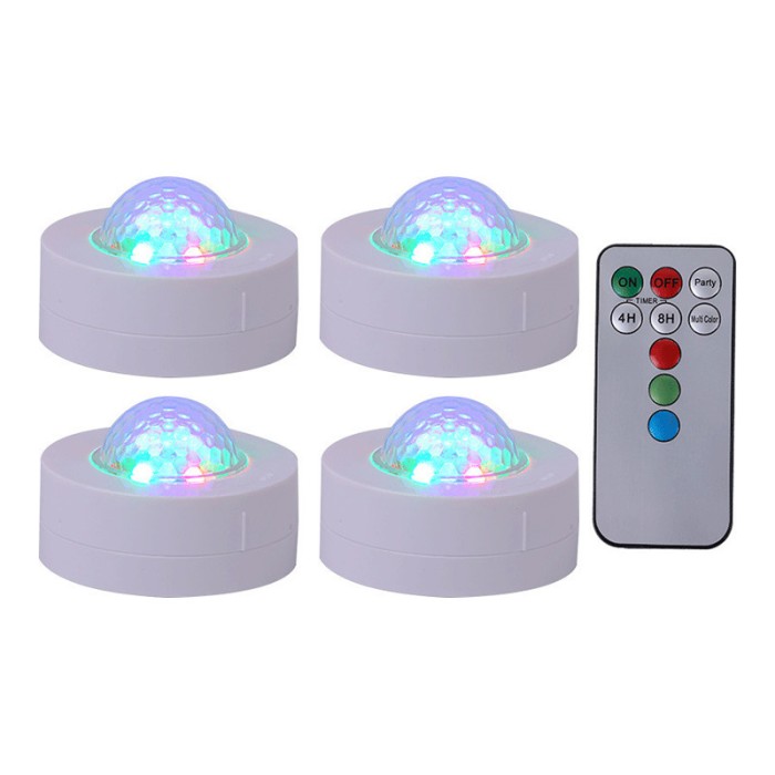 Set lumini stroboscopice Party Astro, LED RGB, 4 bucati, telecomanda inclusa
